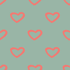 Seamless pattern with hand drawn heart doodle for decorative print, wrapping paper, greeting cards and fabric