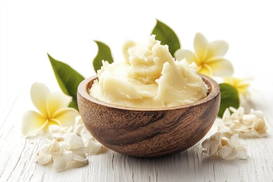 Natural Shea Nut Butter: Vitellaria Paradoxa in a Pure White Background for Cosmetic Beauty