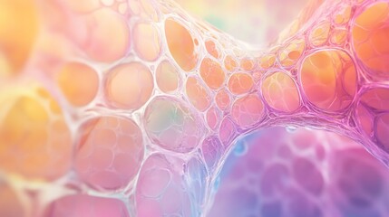 Abstract Cellular Structure with Soft Pastel Hues and Interconnected Forms