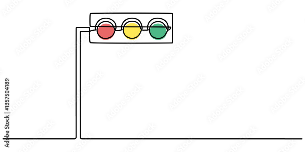 Poster light traffic one line continuous. light traffic line art. hand drawn vector art, single continuous 