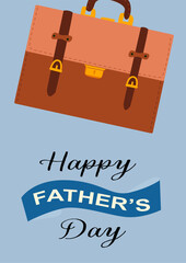 Happy father's day card design featuring a stylish briefcase illustration.