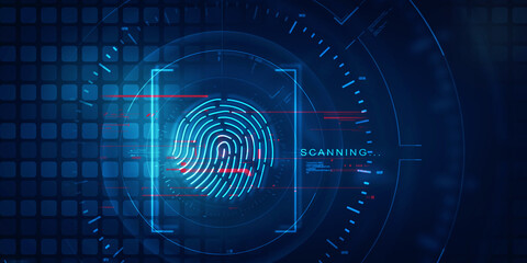 2d Illustration Fingerprint Scanning Technology Concept 
