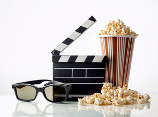 
generative AI cinema movie series feature film 3d glasses popcorn ice cream relaxation watching a movie comedy drama horror adventure series