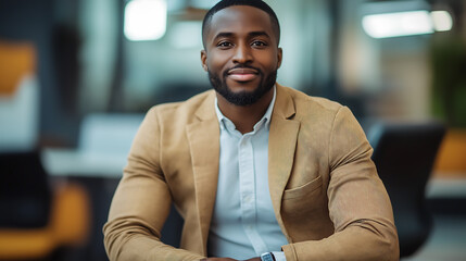 Obraz premium tech entrepreneur in office, businessman sitting in office, generative ai