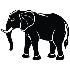 Fototapeta premium elephant silhouettes elephant icon illustration silhouette of a small elephant Vector head of mascot elephant head isolated on white Herd of elephants walking in line vector silhouette illustration is