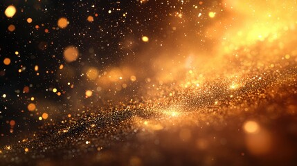Fototapeta premium Golden glitter sparkle background, bokeh effect