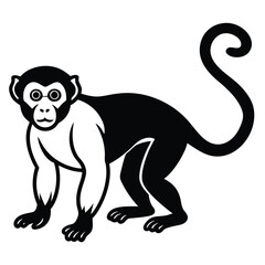 Obraz premium Cute monkey waving monkey silhouettes Monkeys vector, Monkeys salute, monkeys style, set monkeys A cute cartoon monkey is sitting on the ground and waving.A monkey laying on white background