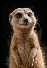 Fototapeta premium Meerkat Wild Animal Elegant Dramatic Portrait On A Mist Dark Background