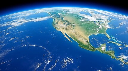 Satellite view of North America, Mexico, and Caribbean.