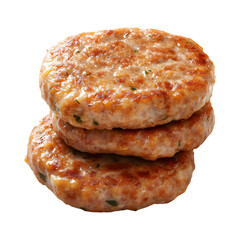 Turkey Sausage Patties with Three Cheese Isolated on Transparent Background