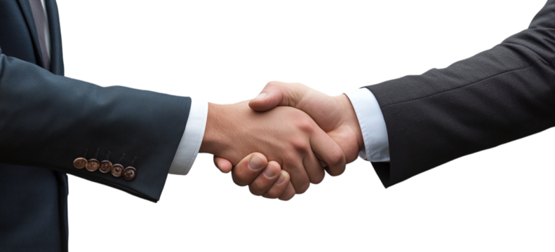 handshake between two businessmen isolated on transparent background