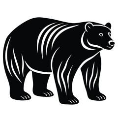 Fototapeta premium Polar bear on illustration logo bear silhouette. Bear silhouette collection black white background. The white bear and her cub bear walks through the snow.