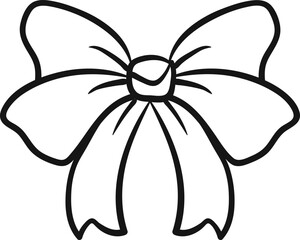 One bow, hand drawing. Freehand doodle drawing. One decorative bow, sketch.