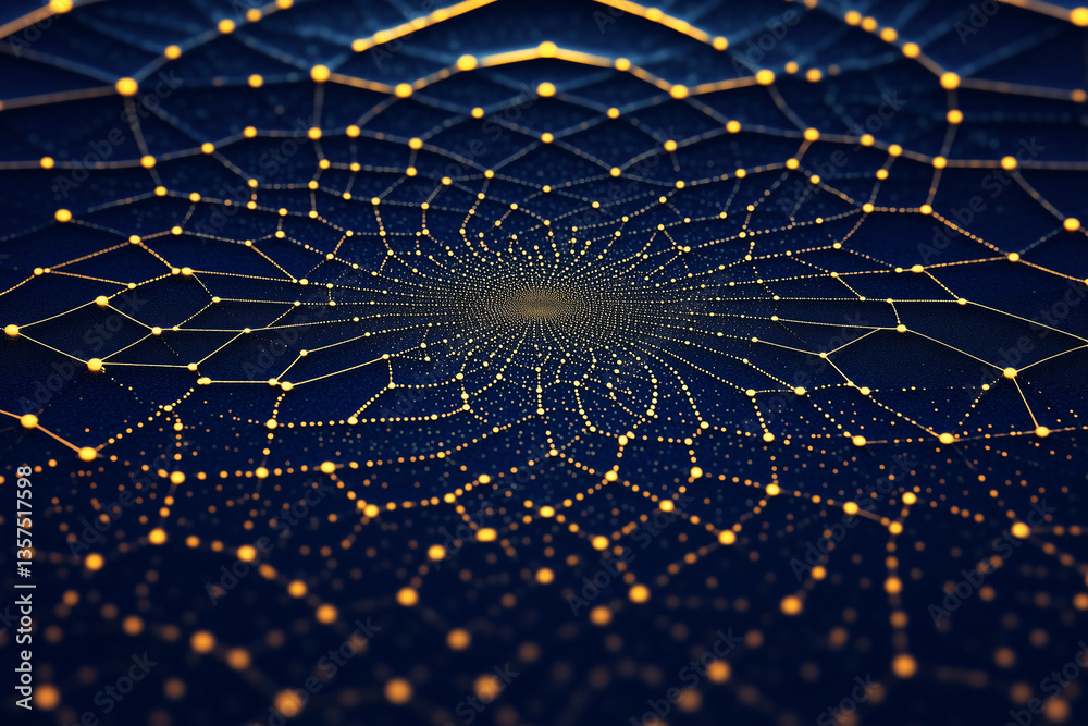 Poster cybernetic network: abstract depiction of a cybernetic network with interconnected nodes and lines i