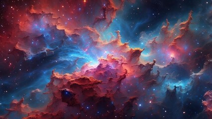 Fototapeta premium A vibrant and colorful depiction of a celestial nebula
