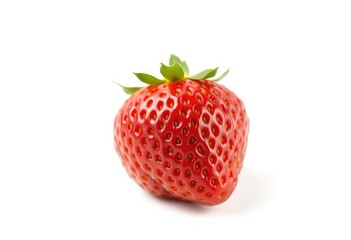 A single, ripe, red strawberry isolated on pure white, color, food
