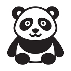Obraz premium Charming Cartoon Panda Bear Vector Illustration – Adorable Black and White Animal Design for Kids, Baby Products, Wildlife Themes, and Minimalist Decor