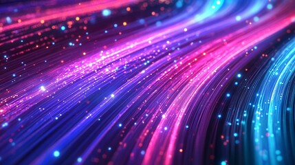 Obraz premium Visual Representation of Intergalactic Data Transmission Using Vibrant Fiber-Optic Light