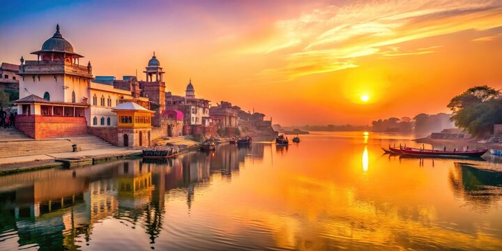 Vrindavan Jumuna River: Holy City Photography, Spiritual India, Sunrise, Ghats, Devotional Travel