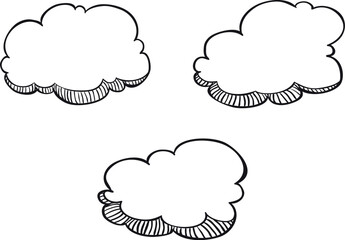 clouds doodles hand drawing sketch set