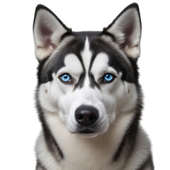 Obraz premium a striking husky portrait showcasing its bright blue eyes and beautiful fur, isolated on transparent background
