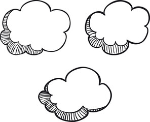 clouds doodles hand drawing sketch set