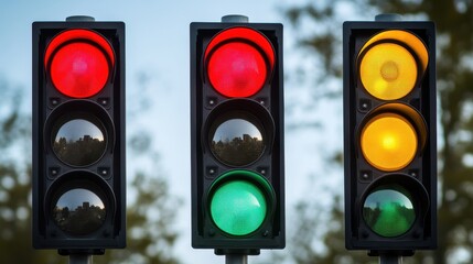 Vertical Smart Traffic Lights Set in Three Colors