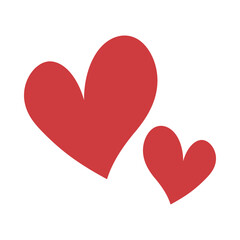 Obraz premium Hearts Icon - Big and Small Heart Together. Red Monochromatic Icon in Flat Design.