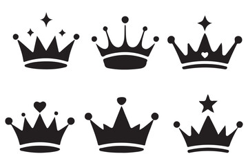 Elegant Crown Silhouette Vector Graphics for Royal Design Projects