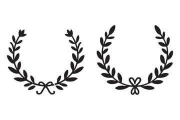 Botanical Wreath Silhouette Vector Set for Wedding or Design