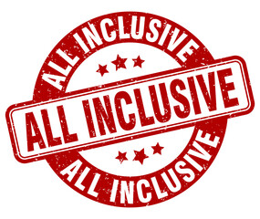all inclusive stamp. all inclusive label. round grunge sign
