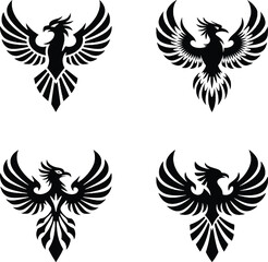 Obraz premium Set of Tribal Phoenixs Emblem with Outstretched Wings