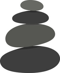 Stacked smooth stones in calming shades of gray with a minimal design style representing tranquility and balance in vector art