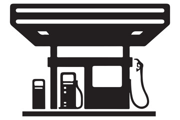 Gas Station Silhouette Black Vector Illustration for Energy Needs