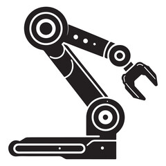 Detailed Black Silhouette Robot Arm Vector Graphic for Manufacturing Design