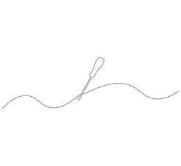 Screwdriver outline drawing illustration. Continuous line draw construction tool vector.
