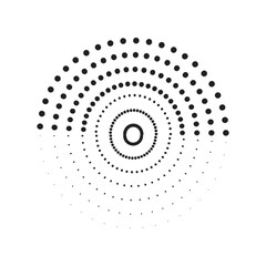 Black and White Circular Pattern with Gradual Dots Arrangement, Abstract Vector Design for Creative Backgrounds