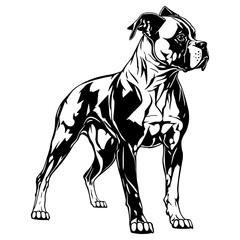 Strong muscular boxer dog silhouette vector. Perfect for t-shirt designs, tattoos, clipart, stickers, wall art, cut files, and digital projects.
