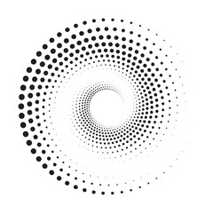  Abstract Geometric Spiral with Dotted Circles in Black and White for Digital Art, Vector Design