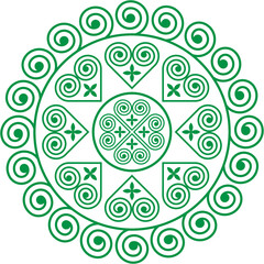 Seamless Hmong Embroidery Patterns in Hmong Ethnic Style, Green Tone, Pattern Design for Carpets, Clothing, Fabrics, Textures, Wallpaper, Wrapping, Fashion