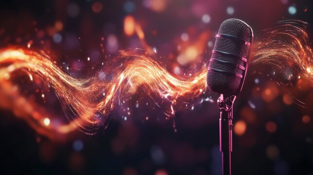 Live music performance concert stage digital art vibrant atmosphere close-up view sound and energy concept