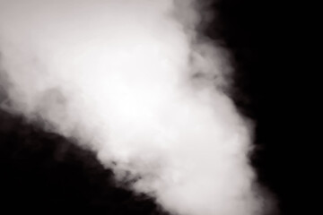 flyover abstract white plumes of smoke geothermal cinematic haze steam mist apparition ghost fumes industry genie drifting air photography isolated on black backdrop