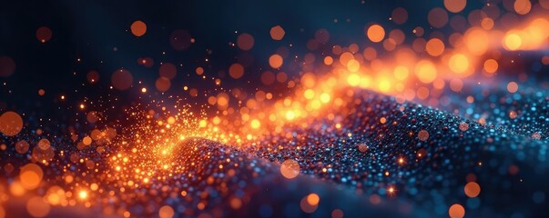 Fototapeta premium Shimmering silver and gold dust trails fade into the distance, colorful, vanishing