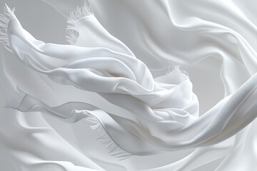 Obraz premium Elegant Flowing White Fabric with Soft Folds, Minimalist Luxury Textile Background