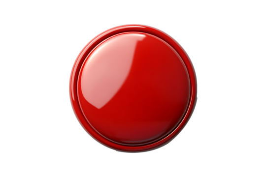 Vibrant Emergency Stop Button Isolated on Transparent Background PNG.