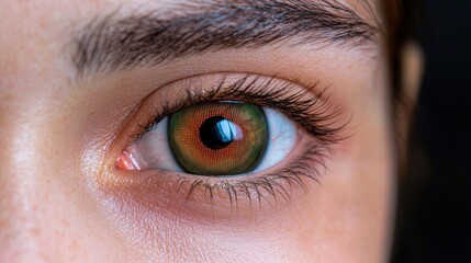 Obraz premium Biometric security and iris privacy, A close-up of a human eye showcasing intricate details and unique color patterns, emphasizing the beauty of the iris and the natural textures of the skin.