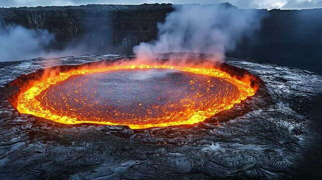Glowing Lava Lake in Erta Ale Volcano Crater, Ethiopia