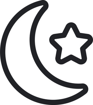 Crescent Moon and Star Outline Icon