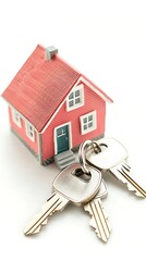 Red House Keys White Background.