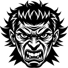 Angry Face Silhouette Vector